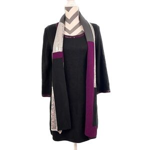 NWT - Style & Co Black Sequin Trim Knit Sweater Dress & Scarf Set - Size S